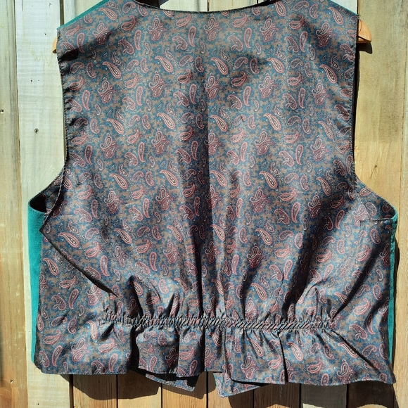 Vintage Green Suede Leather Vest - Picture 4 of 7